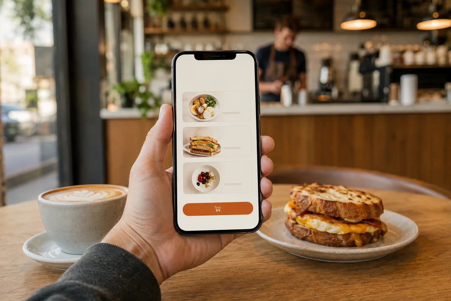 A guest placing an order through a restaurant-branded experience